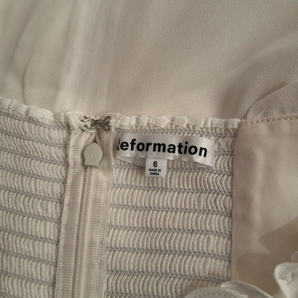 NWT Reformation Nikita Midi Dress in White Ivory Tie Straps Bridal | size 6 - Picture 9 of 12